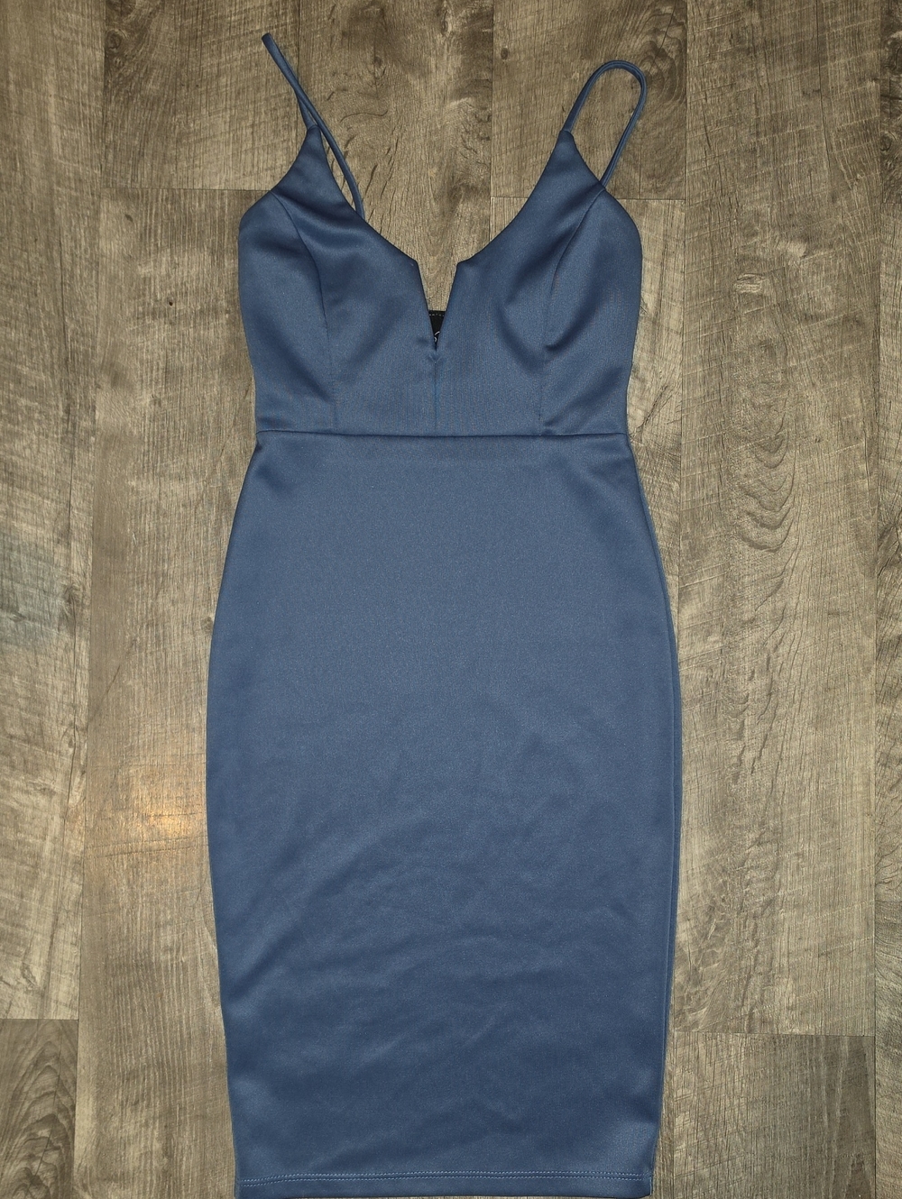 Windsor Midnight Blue V-Neck Spaghetti Strap Midi Dress Size Small